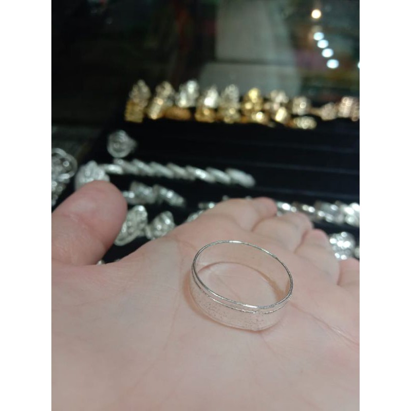 Cincin rante pasir/anyaman  dewasa perak murni 99