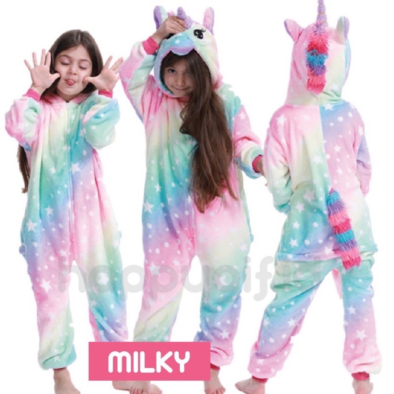 KOSTUM PIYAMA ONESIE BAJU TIDUR ANAK UNICORN KID MILKY + SOFT PURPLE