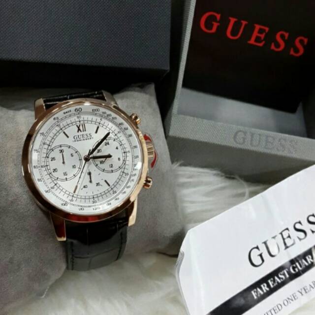 Jam Tangan Pria Guess W0916G2 Leather ( Kulit ) Original Murah