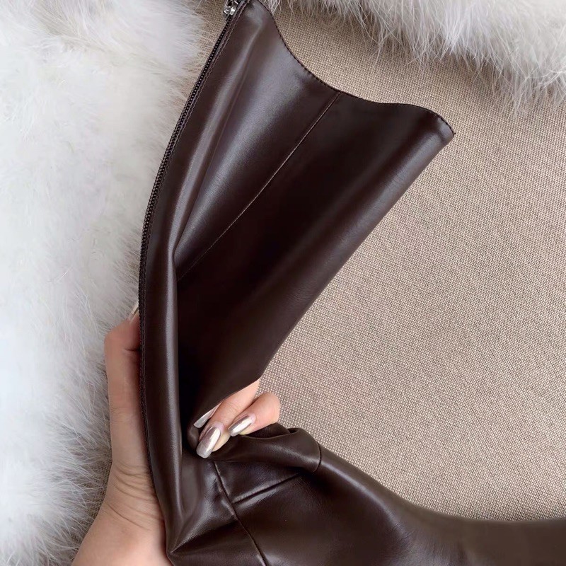 Waterproof Knee leather boots untuk Winter Boots selutut kulit