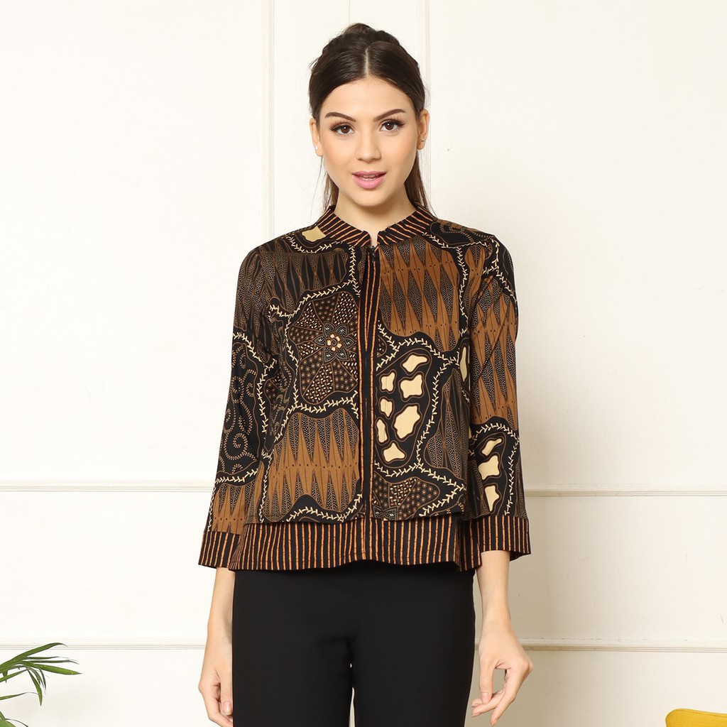 Leon Long Beppu Blouse Batik Wanita  Lengan  Panjang  