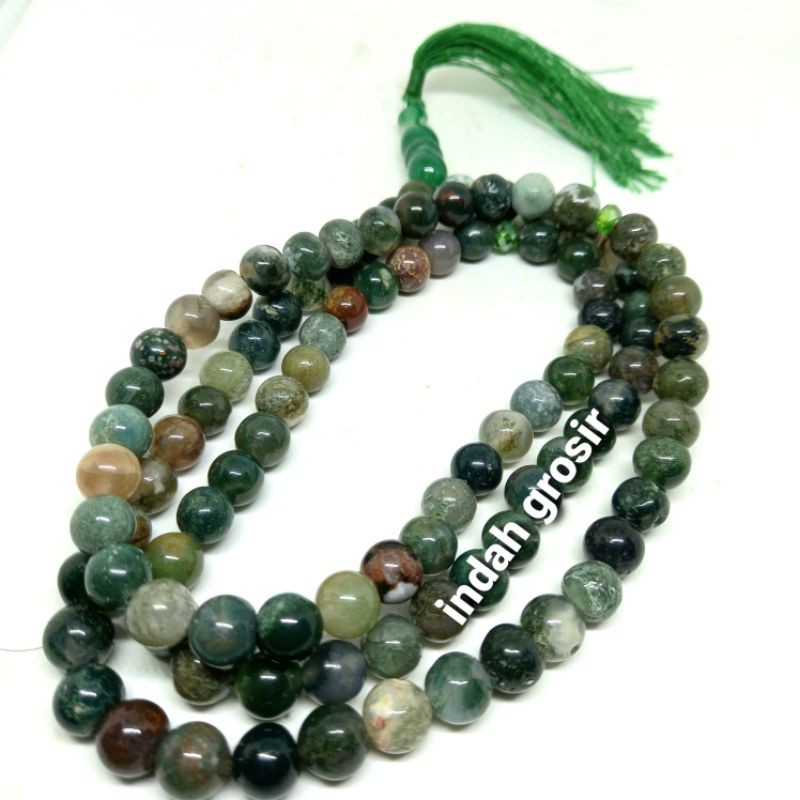 TASBIH BATU HIJAU LUMUT SULIKI 8MM 99BUTIR ORIGINAL STONE