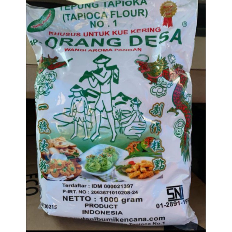 

Tepung Tapioka cap orang desa aroma pandan kemasan 1kg