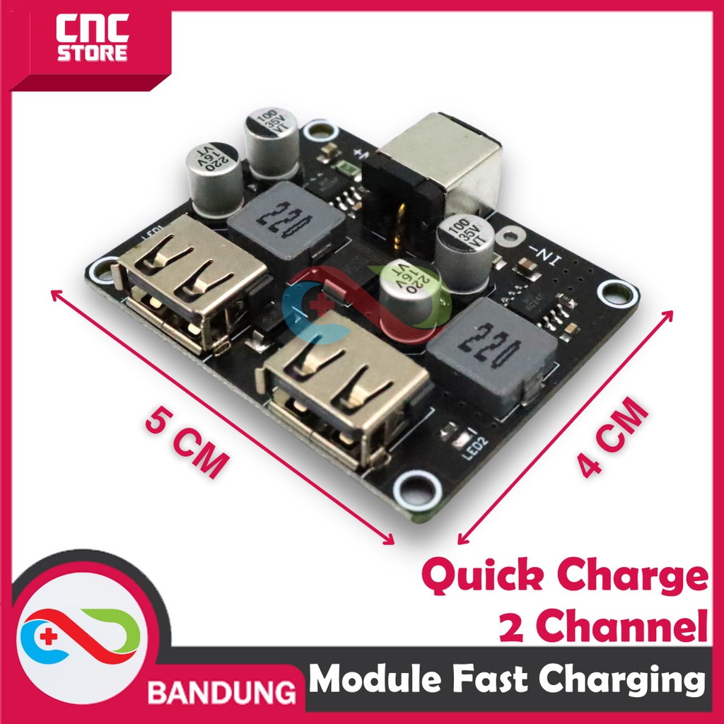 MODULE FAST CHARGING STEP-DOWN 9-30V to QC3.0 QUICK CHARGE 2 CHANNEL