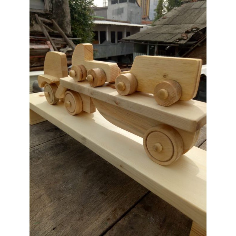 Wooden Truck / Mainan mobil kayu anak / Miniatur Truk Kayu Pengangkut