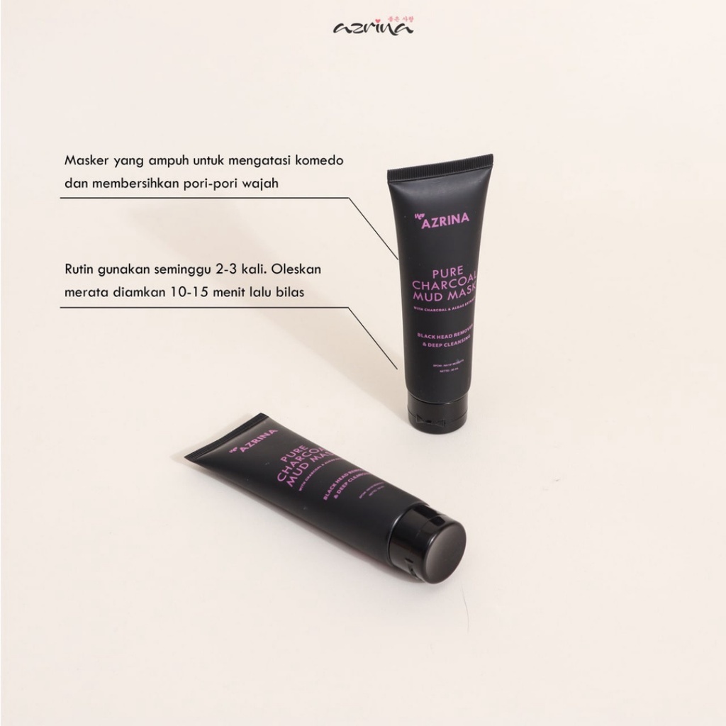 [ FREE GIFT ] Azrina Pure Charcoal Mud Mask and Acne Purifying Clay Mask - Masker 50ml