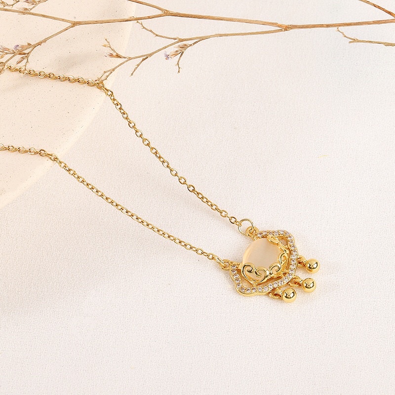 Kalung Titanium Opal Rantai Klavikula Mewah