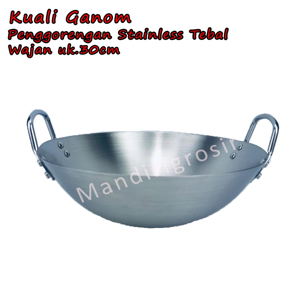 Wajan *Kuali Ganom * Penggorengan Stainless Tebal * 30cm