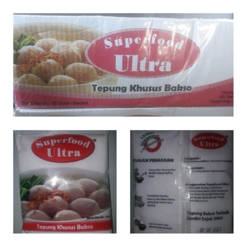 

Tepung pengenyal bakso superfood ultra 1 dus isi 50 bungkus