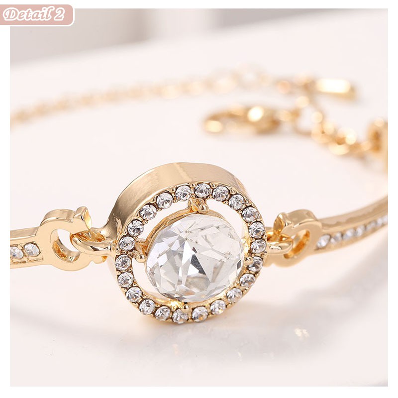 FXG - Korea Titanium Gelang Wanita Perhiasan Tangan Kristal Fashion Anti Karat GLG03 Bisa COD-2