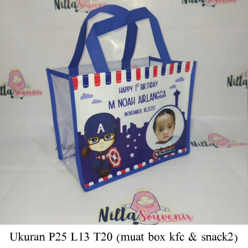 

souvenir ulang tahun anak/tas ultah captain america/souvenir tas ultah/tas ultah karakter/tas ultah