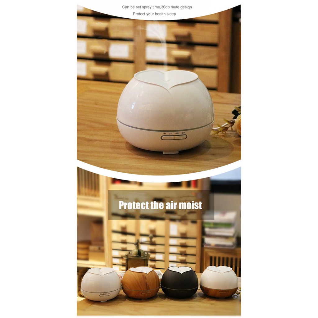 H31 Wooden Humidifier Aroma Diffuser 7 Color LED Light 300ml Black