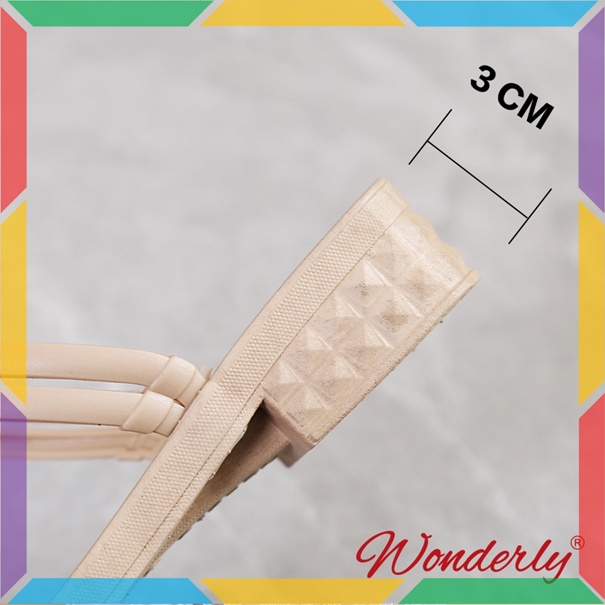 713-1 Sandal Sepatu Wedges Wanita Ban 2 Wonderly Sendal Selop Cewek Jelly Karet Tawana-4