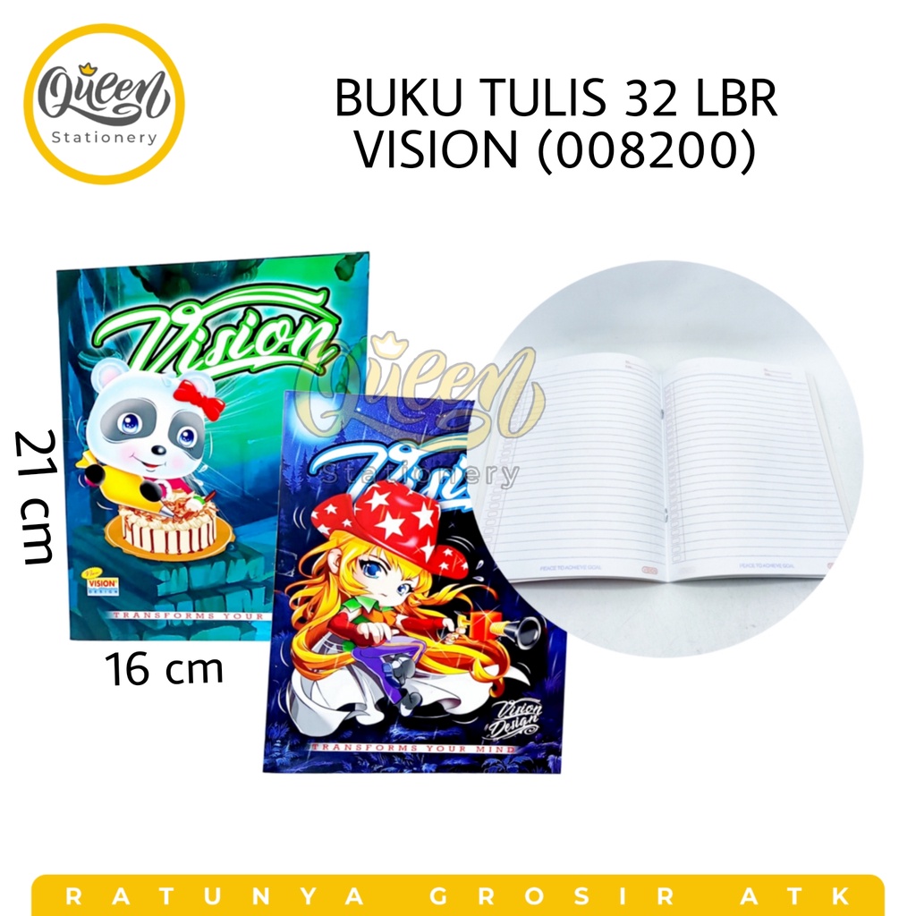 

1 PCS BUKU TULIS 32 LBR VISION / BUKU SEKOLAH / BUKU CATATAN (008200)