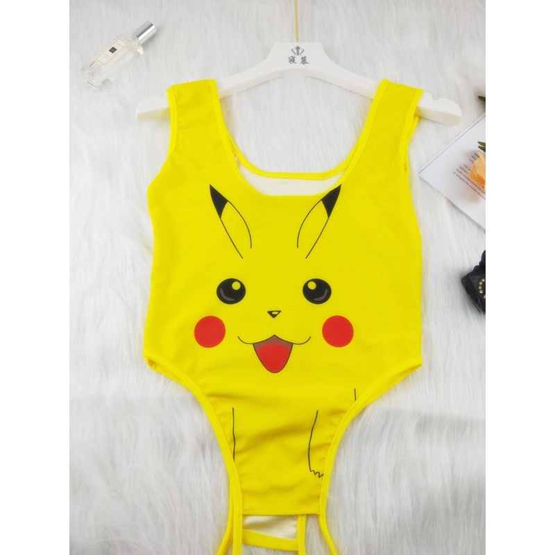 Lingerie Wanita One Piece Kawaii Sling Open Crotchless Thong Bodysuit Leher V dalam A223