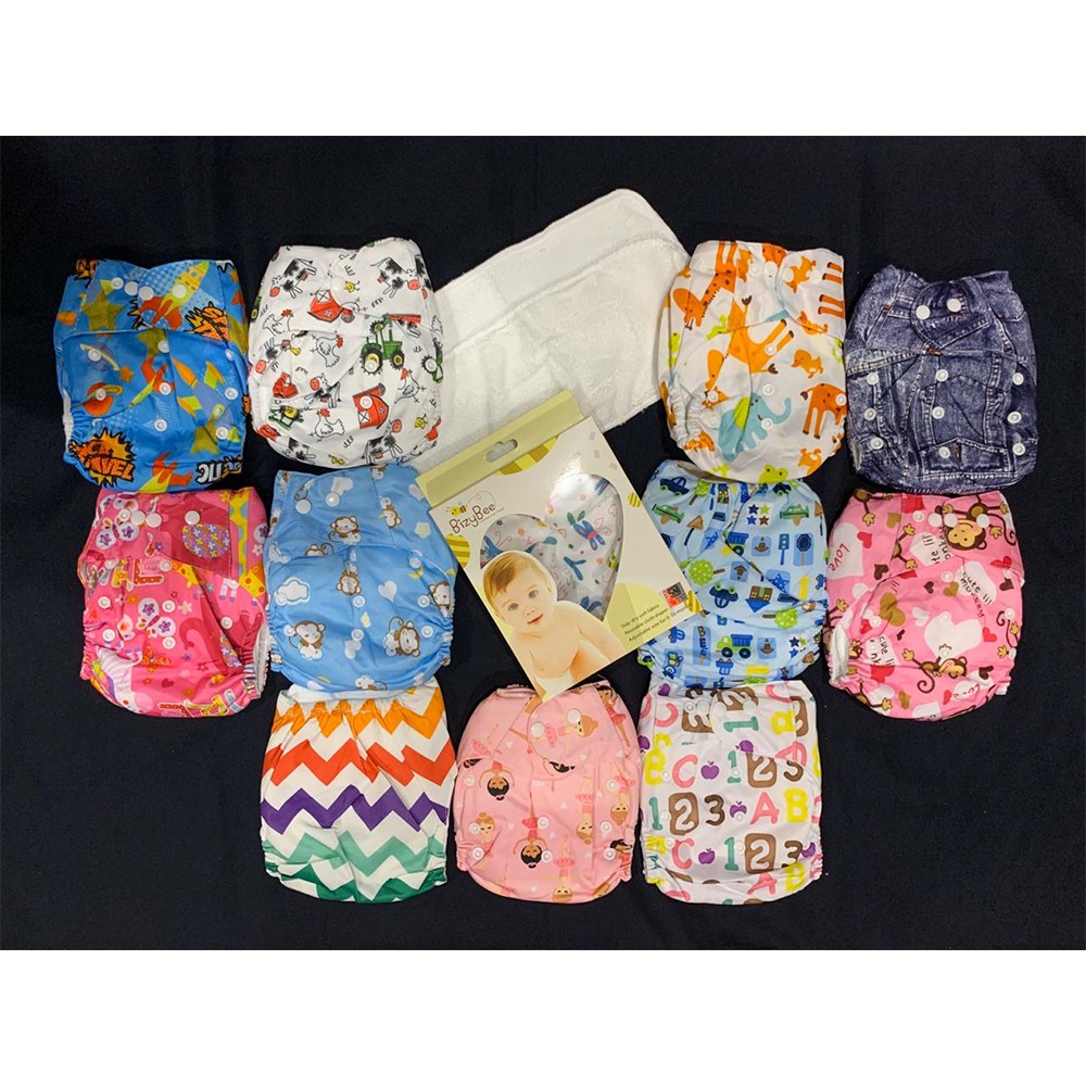 BIZYBEE Cloth Diaper Clodi Popok kain bayi Bizy Bee dilengkapi 2 insert Motif random