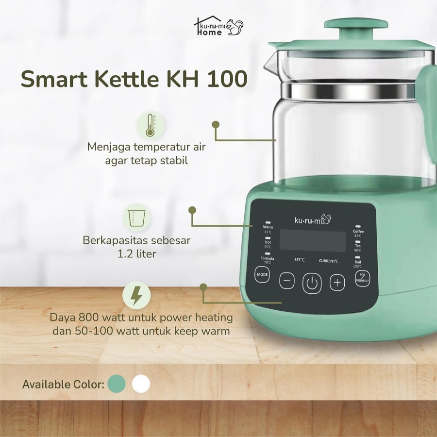 Kurumi Smart Ketel Air KH100 Teko Smart Home Kettle Water Bottle Warmer 1.2 Liter