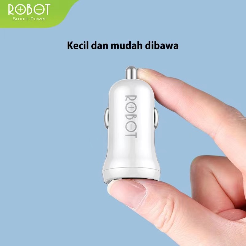 Car Charger ROBOT RT-C07 2 Port Charger USB Charger Mobil Free Kabel Micro USB - Garansi Resmi 1 Tahun