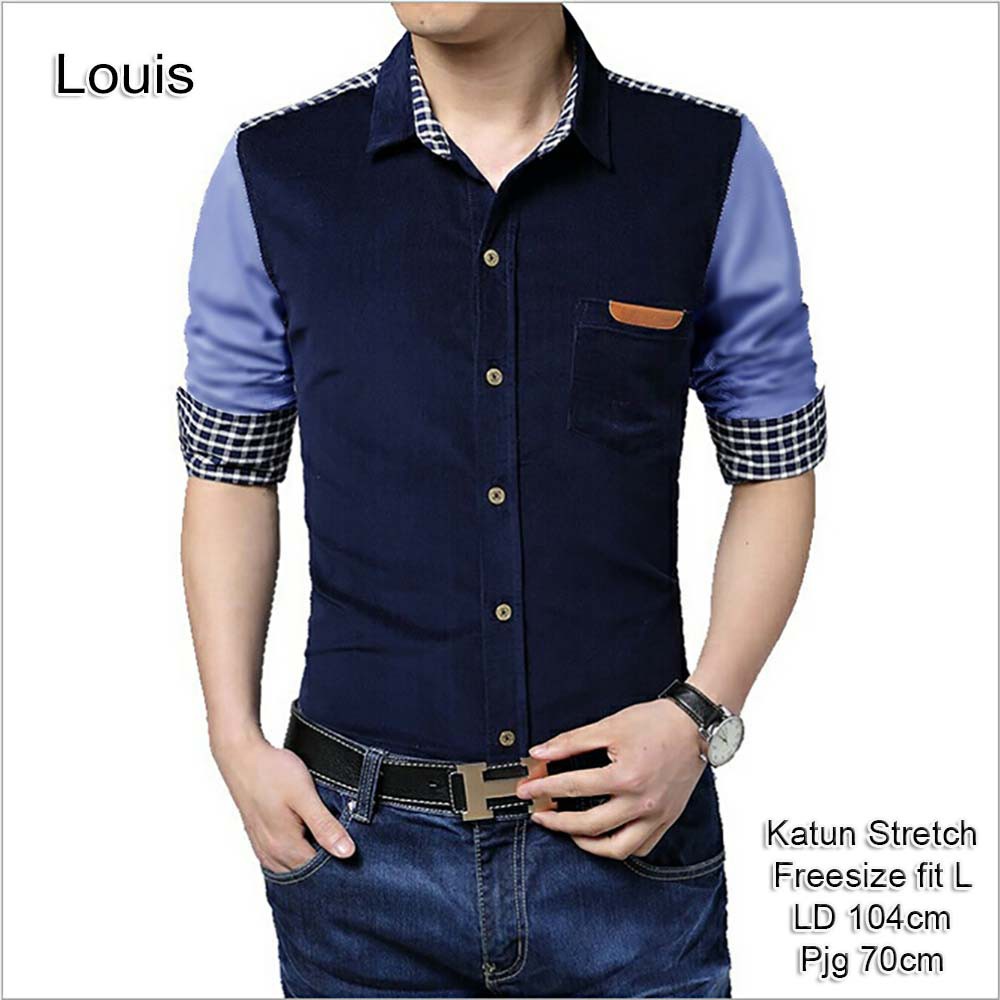BPS COD Kemeja Pria LOUIS Navy luis lois baju pakaian cowok