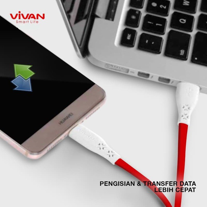 Kabel Data Fast Charging Vivan CTC100 Type C Cable Data 2.4A For Android - Garansi Resmi 1 Tahun