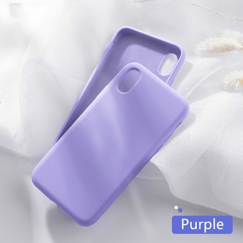 Casing Soft Case Silikon + Karet Serat Mikro Cair untuk iPhone x / XR / 6 / 6S / 7 / 8 Plus