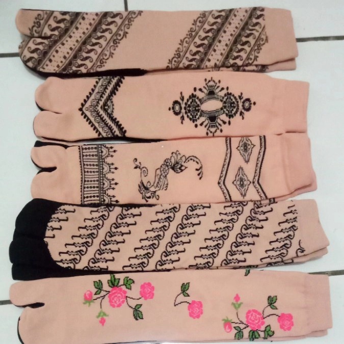 KAOS KAKI JEMPOL MOTIF BATIK HENNA / KAOS KAKI JEMPOL WARNA CREAM MOTIF /KAOS KAKI WANITA MUSLIMAH