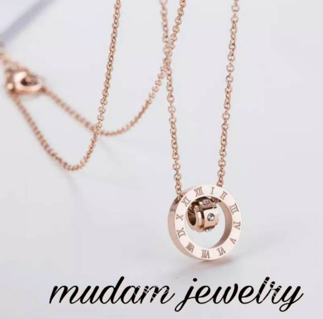 Kalung Bulgr Ring Titanium Rose Gold, Gold dan Silver