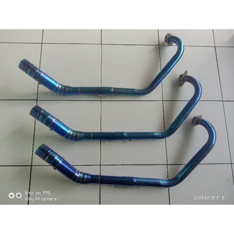 Leher Leheran knalpot VIXION old new Satria Fu bluemoon black inlet 50mm