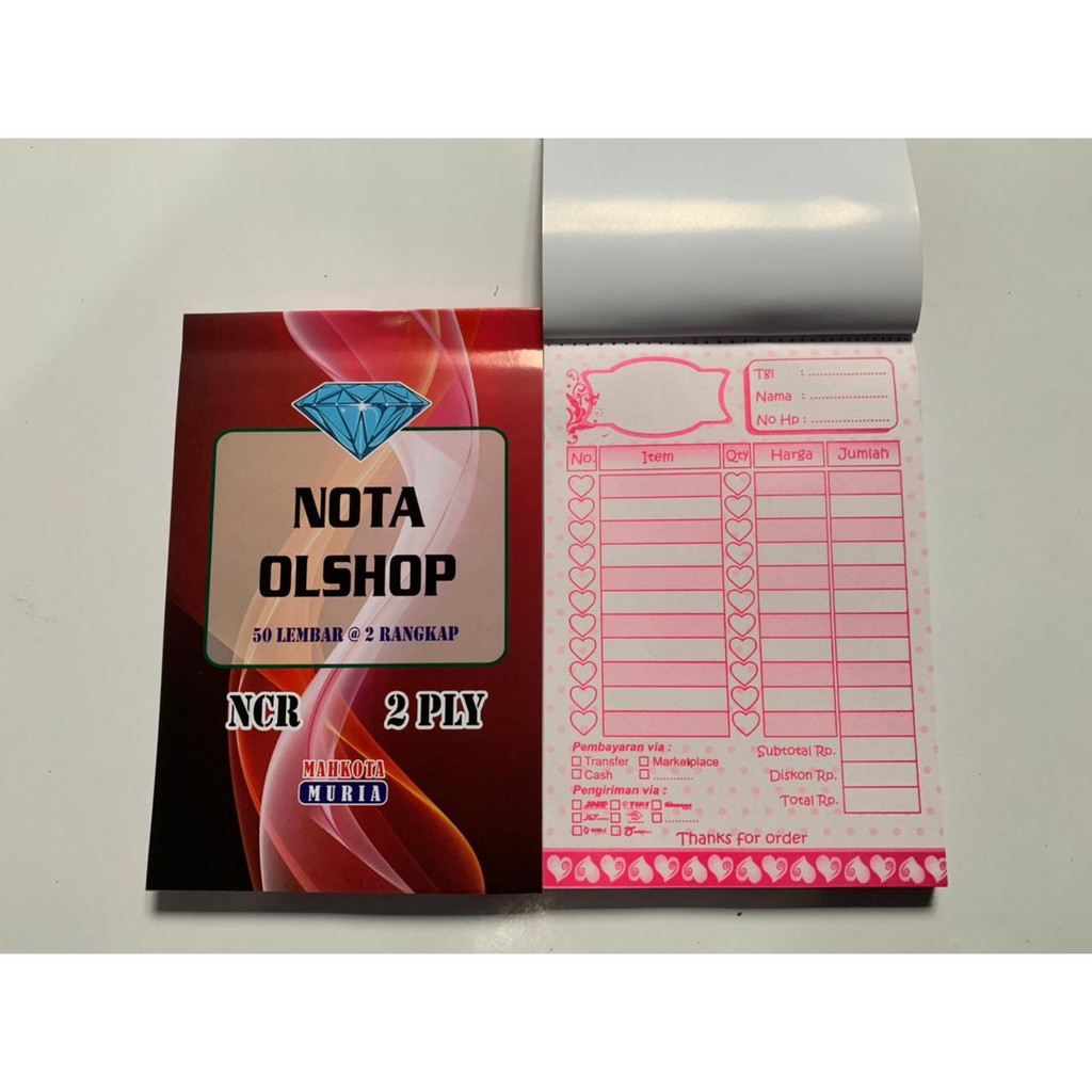 Nota Olshop 2 Ply Non Custom, 100 Lembar