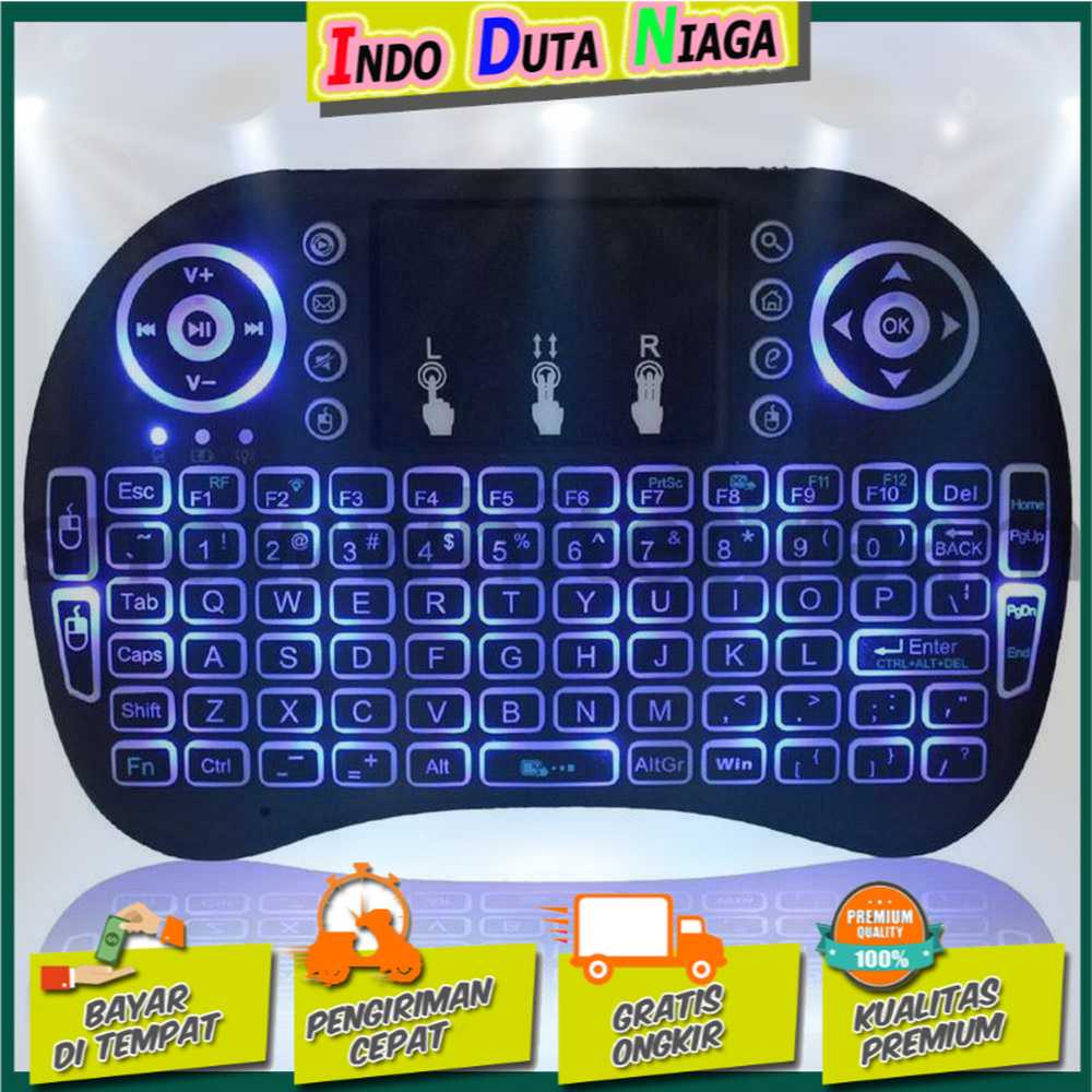 IDN TECH - Taffware Air Mouse Wireless Mini Keyboard RGB 2.4GHz Touch Pad - I8