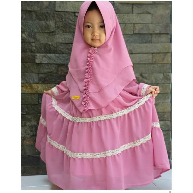 GAMIS SET SYAR'I CANDA ANAK/ GAMIS ANAK TERBARU/ FREE KHIMAR/ UNTUK USIA 5-7 TAHUN