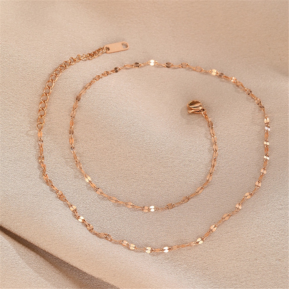 Kalung Rantai Klavikula Bahan Titanium 18k Warna Rose Gold