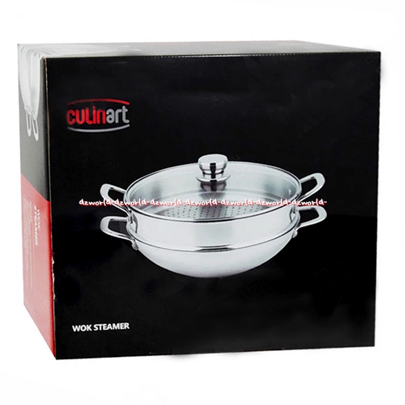 Culinart Pan Boil  32cm Alat Panci Masak Wajan Goreng Kukus dengan Tutup Kaca Culin Art Stainless