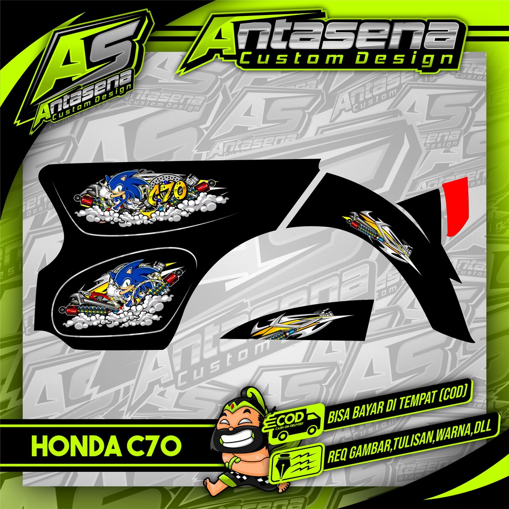 Striping C70 Racing Herex Stiker Motor Variasi Honda C70/Ulung/Olong Sticker Decal Custom 12