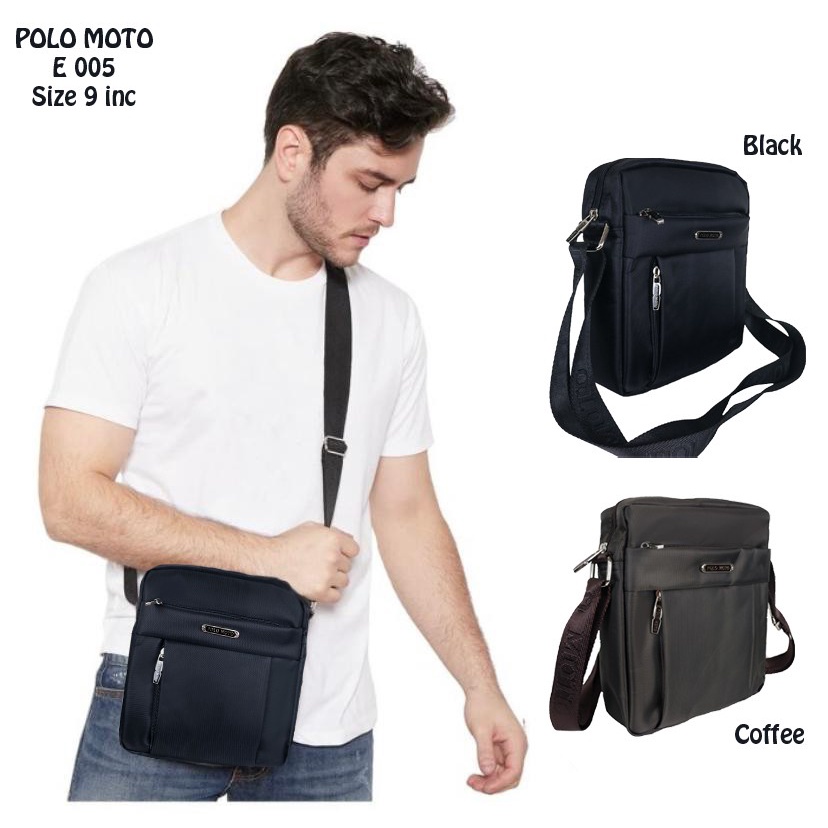Polo Power 012S Tas Slempang Pria Sling bag Import Tas Polo Original - Cokelat, 9 inc