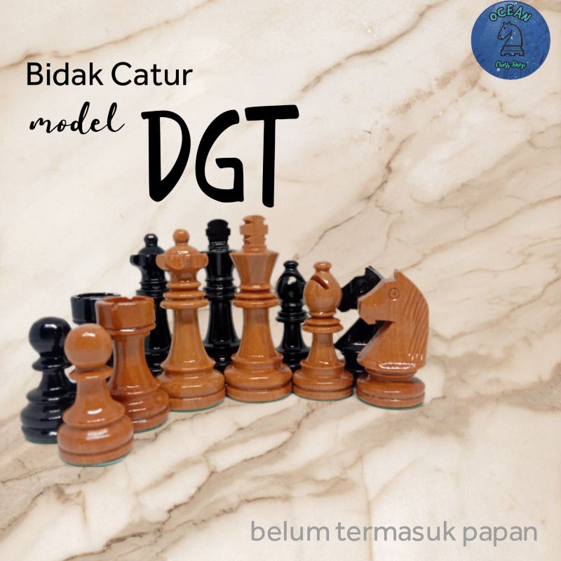 Bidak Catur Kayu Sawo Model DGT (Standar Internasional)