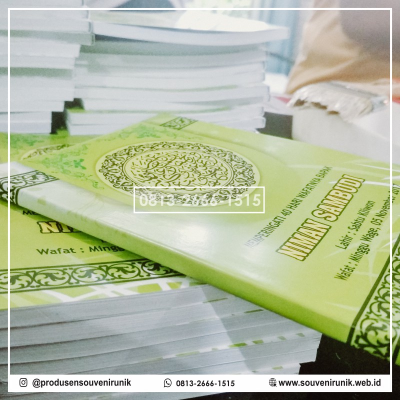 PAKET LENGKAP Souvenir Pengajian Tahlilan 40 Hari / 100 Hari / 1000 Hari Souvenir Sajadah+Sablon+Buku Yasin+Tasbih