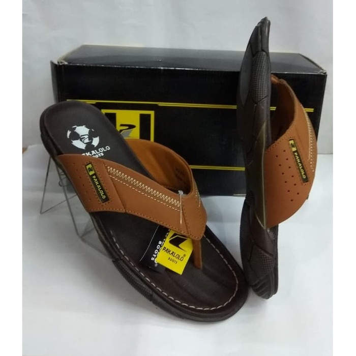 Sandal kulit pakalolo  N2351 tan sendal casual pria ori