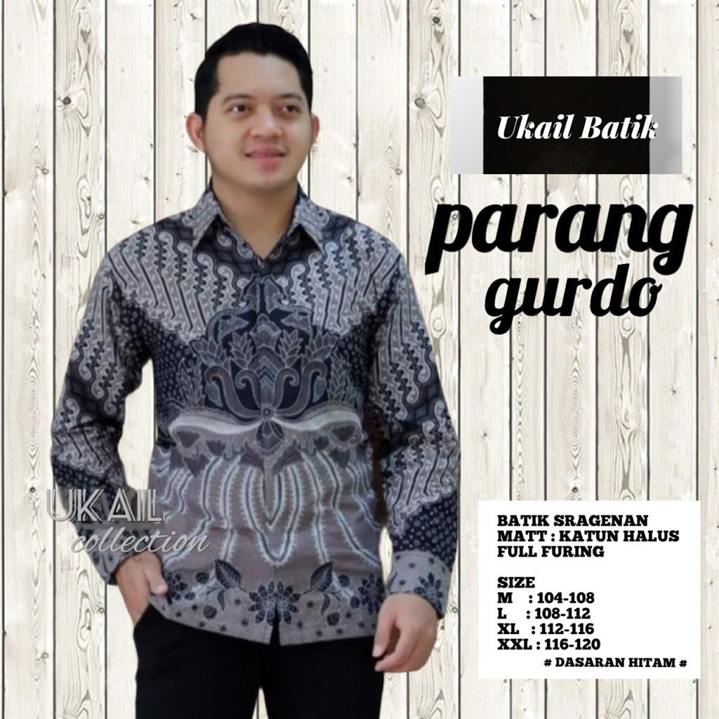 PARANG GURDO Kemeja Batik Pria PREMIUM Baju Seragam Kantor Lengan PanjanG Motif FULL FURING UKAIL