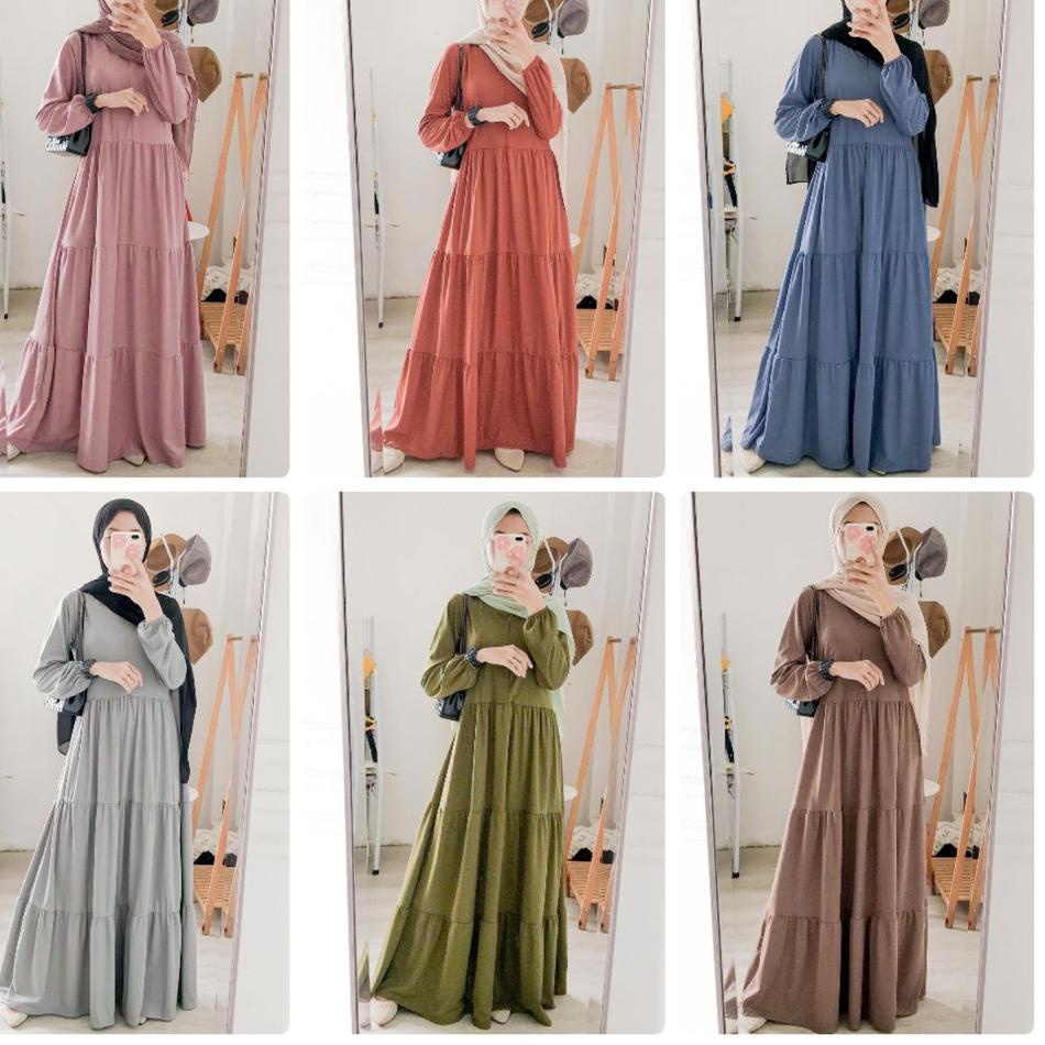 Penjualan Terbanyak.. Lunara Maxy / Gamis Muslim Dropknit Susun Grosir Seragam Pengajian