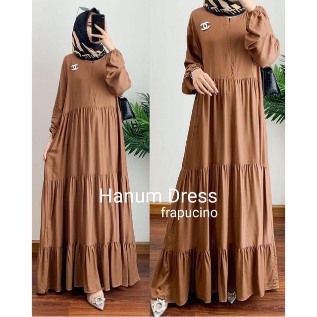 Hanum Dress Premium Gamis Polos Busui Bahan Katun Twill Ld 110 Adem Gamis Rempel Susun Ori By Yayuku