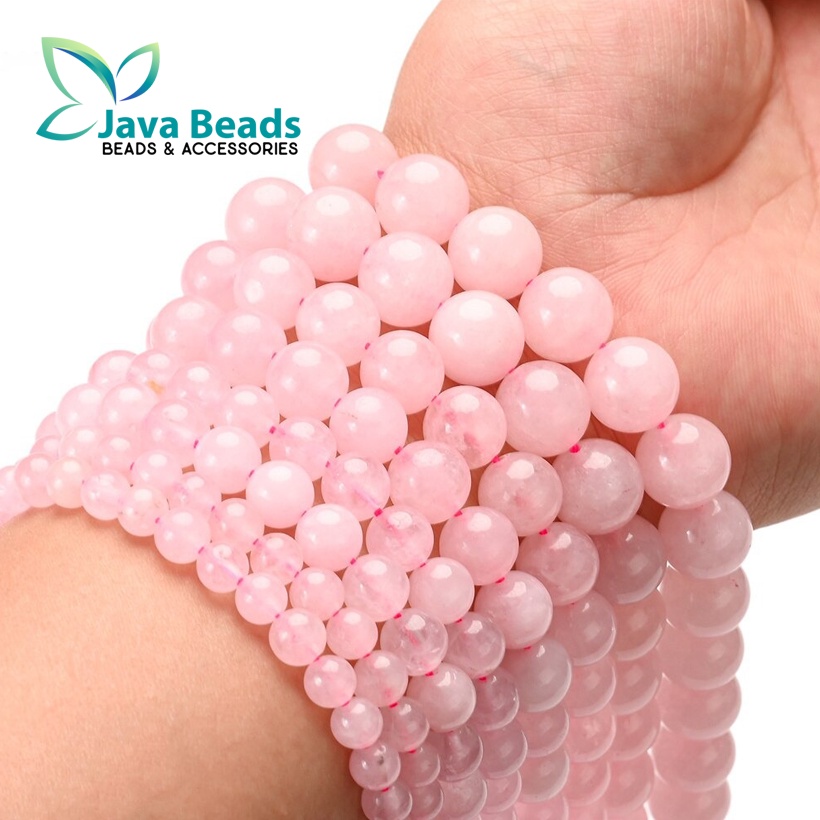 Manik Manik Batu Alam Rose Quartz Untuk Gelang Kalung