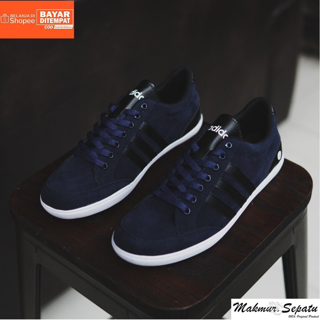 Sepatu Adidas Kapler Navy - Fashion Casual Sneakers Pria Bertali - Kuliah Hengout Trendy Stylish