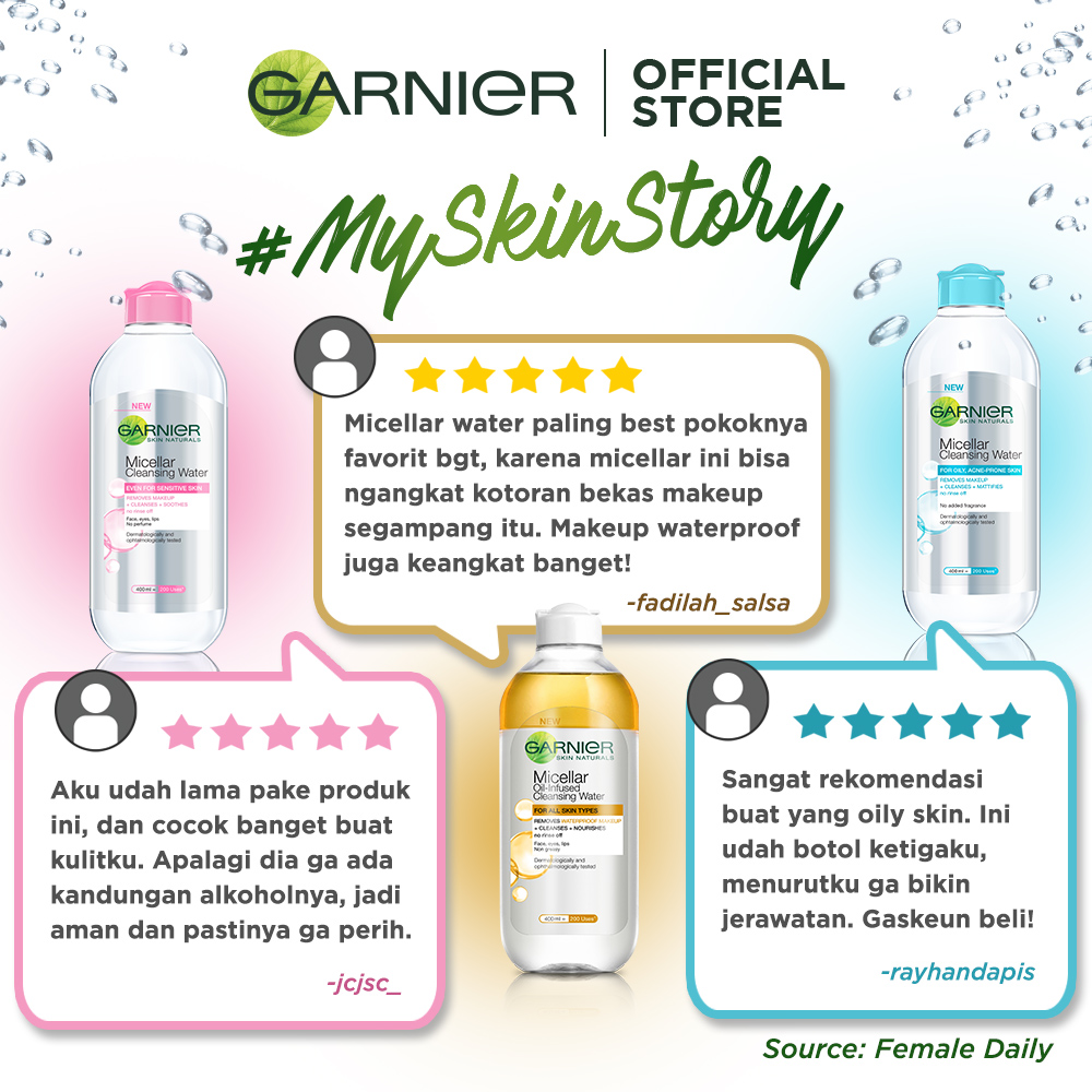 Garnier Micellar Water Argan Oil Infused Skin Care 50ml (Pembersih Wajah Dan Makeup Waterproof)