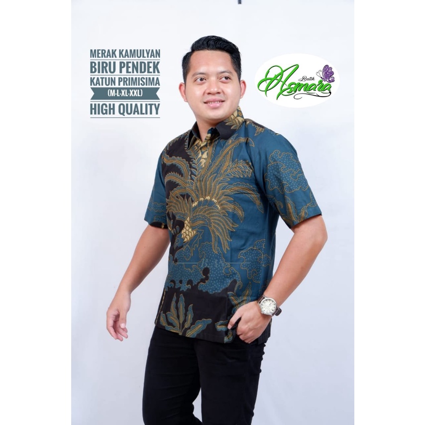 MERAK KAMULYAN BIRU ASMARA KEMEJA BATIK PRIA SOLO LENGAN PENDEK LAPIS FURING ATASAN PREMIUM MODERN WANARA KEMBANG SOGAN KERIS EMAS MERAK MERAH SALUR KUNING WIRAYUDA HITAM ARGO LAWU SEKAR ARUM SETRO PERMATA PUTIH BRAMANTYO BIRU WIDURI BIRU GIYANDRA BIRU SM