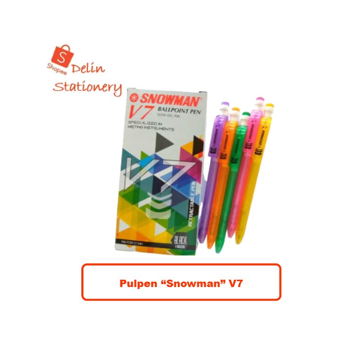 

Pulpen Snowman V7 V 7 V-7 0.7 mm / Bolpen Ballpoint Bolpoin Pena