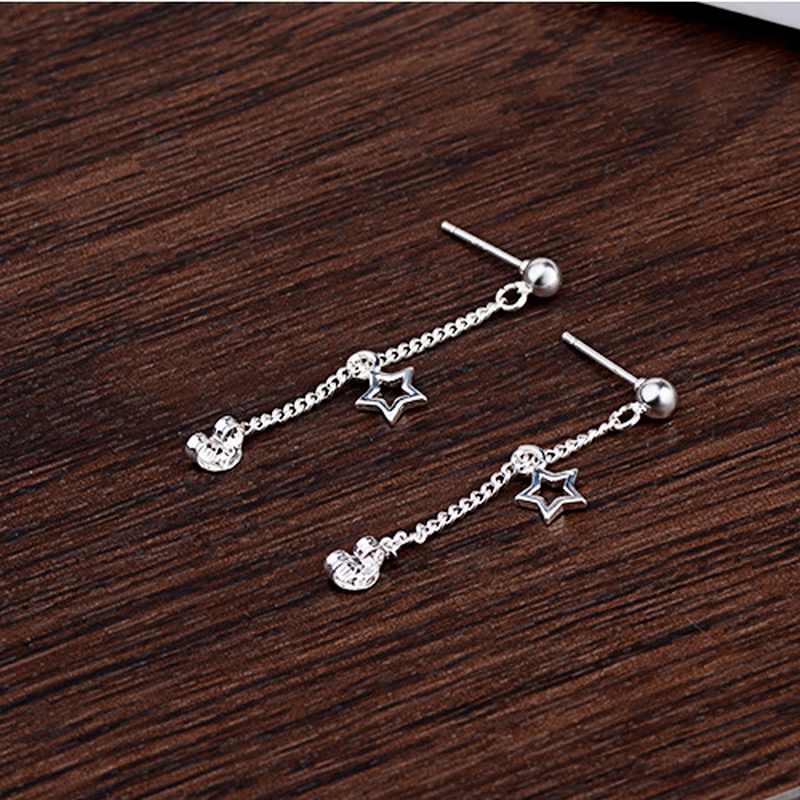 We Flower Anting Rantai Rumbai Menjuntai Bahan S925 Silver Bentuk Bintang Gaya Korea Untuk Wanita