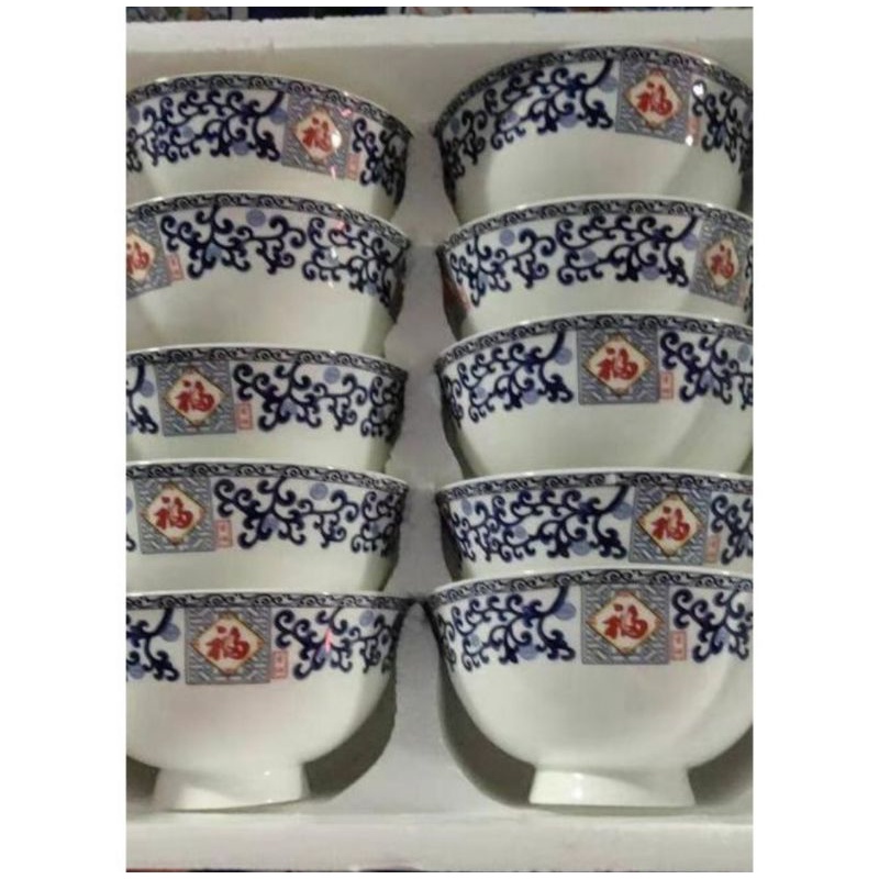 Mangkuk Keramik / Mangkok Jingdezhen 景德镇陶瓷 / Mangkok Keramik Cina / Mangkok set 10