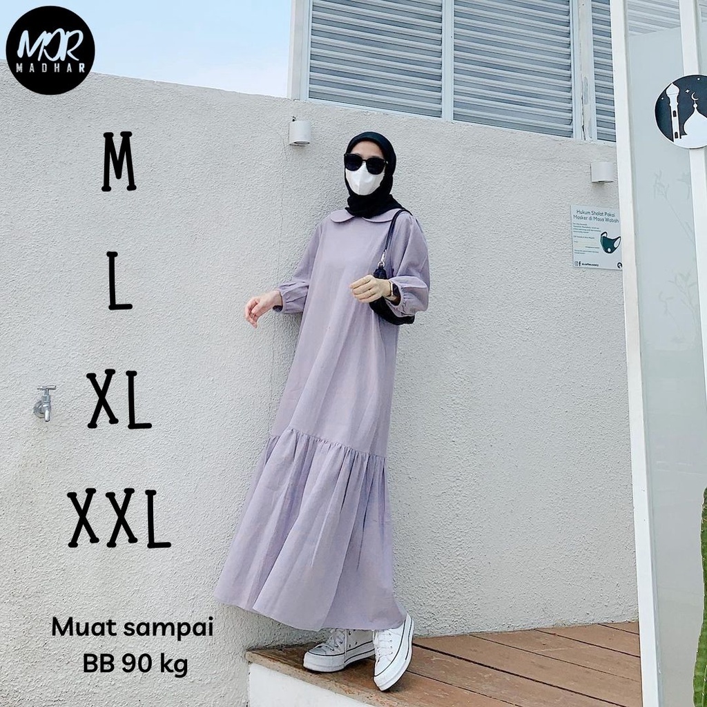 Arumi Midi Dress Ukuran Jumbo Size M L XL XXL Bahan Najwa Premium Tebal Halus Warna Pastel - Casual Dress Wanita Non Busui - Atasan Tunik Wanita Remaja Lengan Panjang Motif Polos 2022 - Tunik Lebaran Kondangan Kekinian