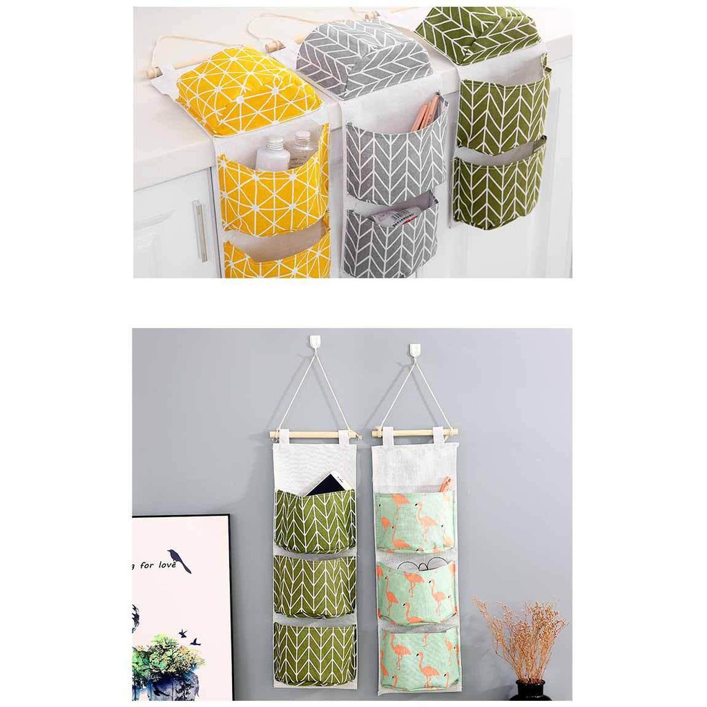 Organizer Korea 3 Sekat  Pouch Gantung 3 Sekat Storage Bag Gantung Motif